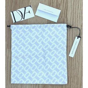 New Diane Von Furstenberg DVF White Grey Jewelry Dust Bag Pouch 7.5x8 w/Card